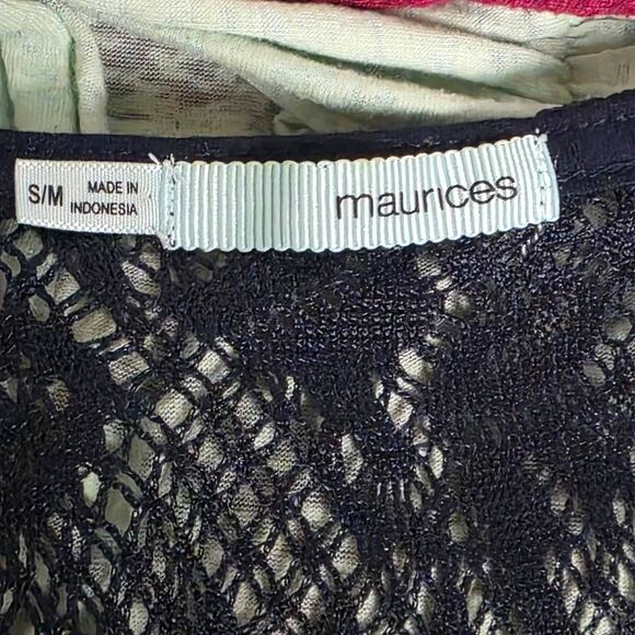 Maurices Navy Fringe Lace Kimono Cardigan S/M - Picture 4 of 6